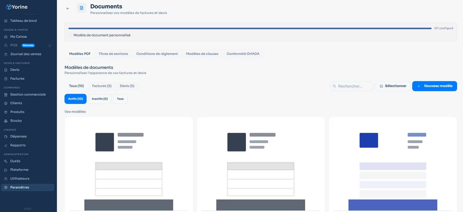 Les 15 modèles de documents PDF disponibles
